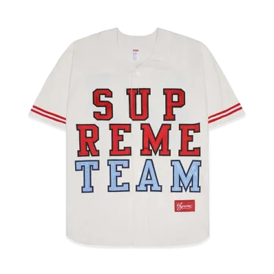 Supreme Denim Baseball Jersey "White"