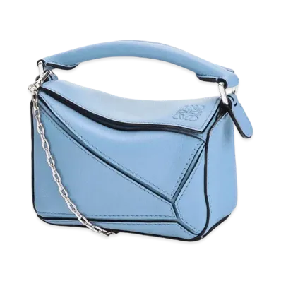 LOEWE Nano Puzzle Bag In Classic Calfskin "Pacific Aqua"