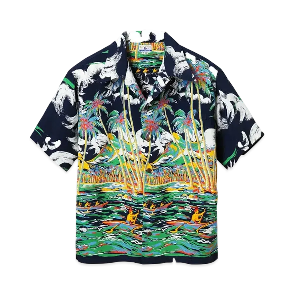 SUN SURF Aloha 2021 Aloha Shirt Canoe Race Kihi Kihi "Black"