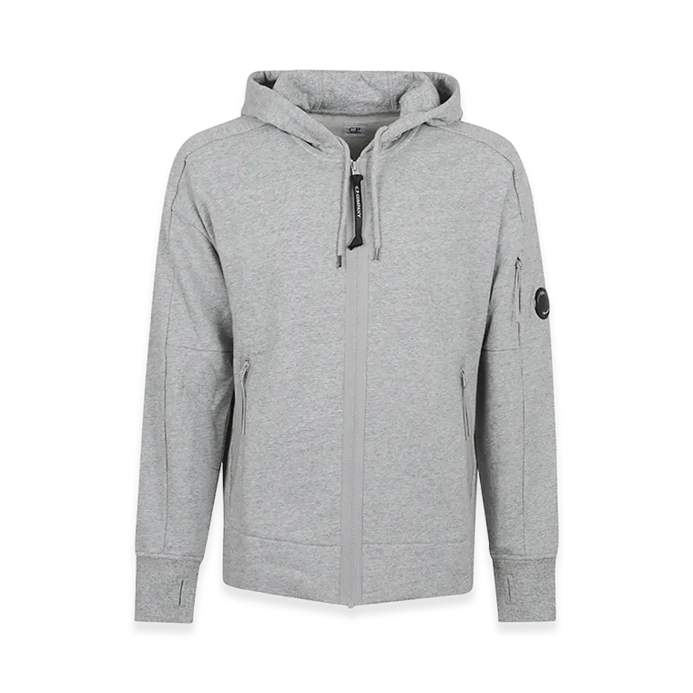 C.P. Company Diagonal Raised Fleece Full Zip Hooded Sweatshirt "Greystone"