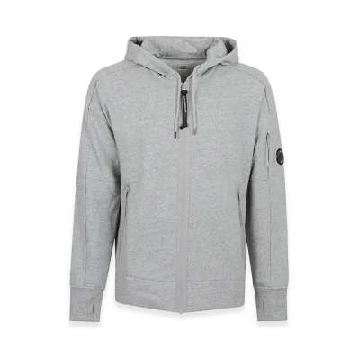 C.P. Company Diagonal Raised Fleece Full Zip Hooded Sweatshirt "Greystone"