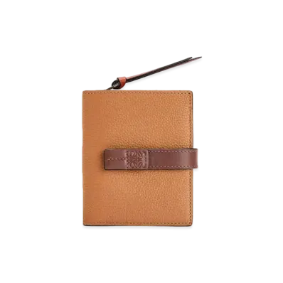 LOEWE Compact Zip Wallet In Soft Grained Calfskin "Light Caramel / Pecan"