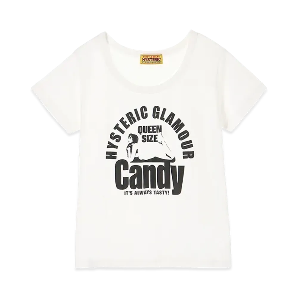 HYSTERIC GLAMOUR Women's Queen Size Candy Baby Tee "White"