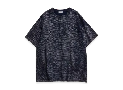 NICENESS Lydon Houndstooth Print Faded T-Shirt "Navy"