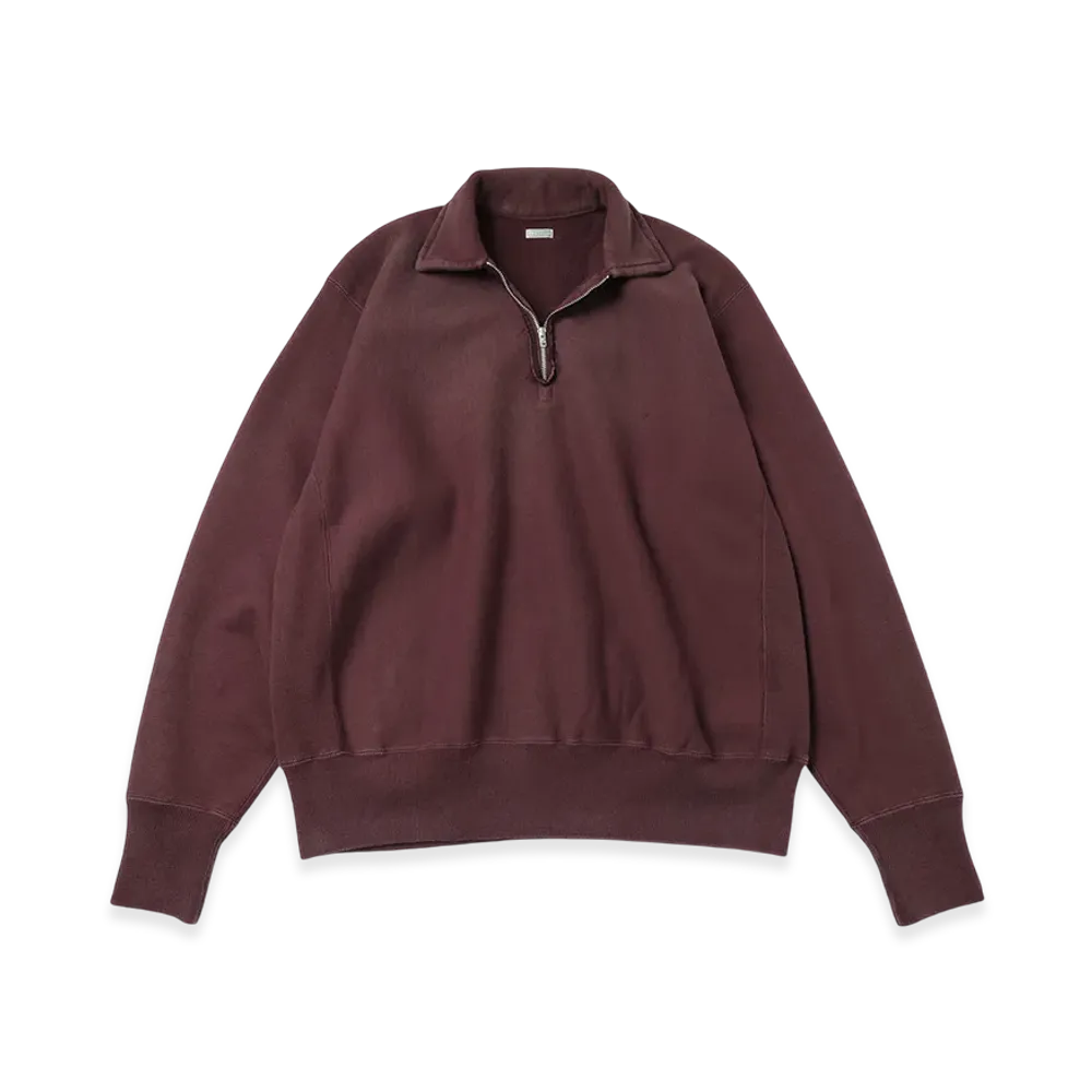 A.PRESSE Vintage Half Zip Sweatshirt "Burgundy"