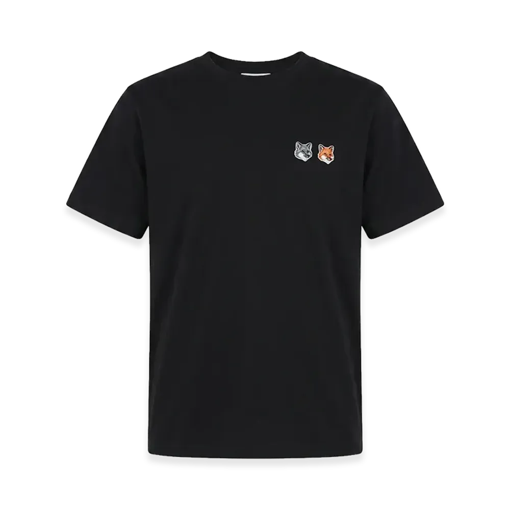 Maison Kitsune Short Sleeve One-Point Crewneck T-Shirt Double Fox Head "Black"