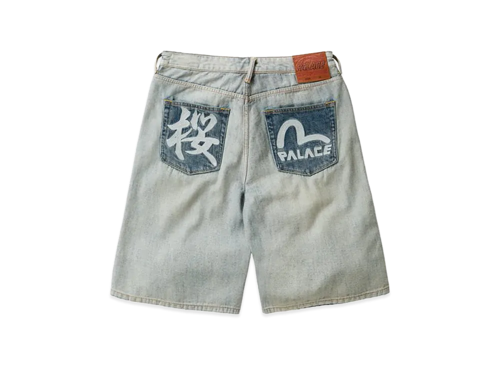 PALACE x EVISU Long Denim Short "Reverse Indigo"