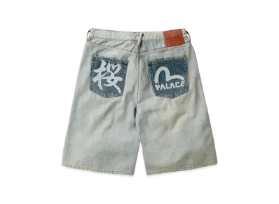 PALACE x EVISU Long Denim Short "Reverse Indigo"