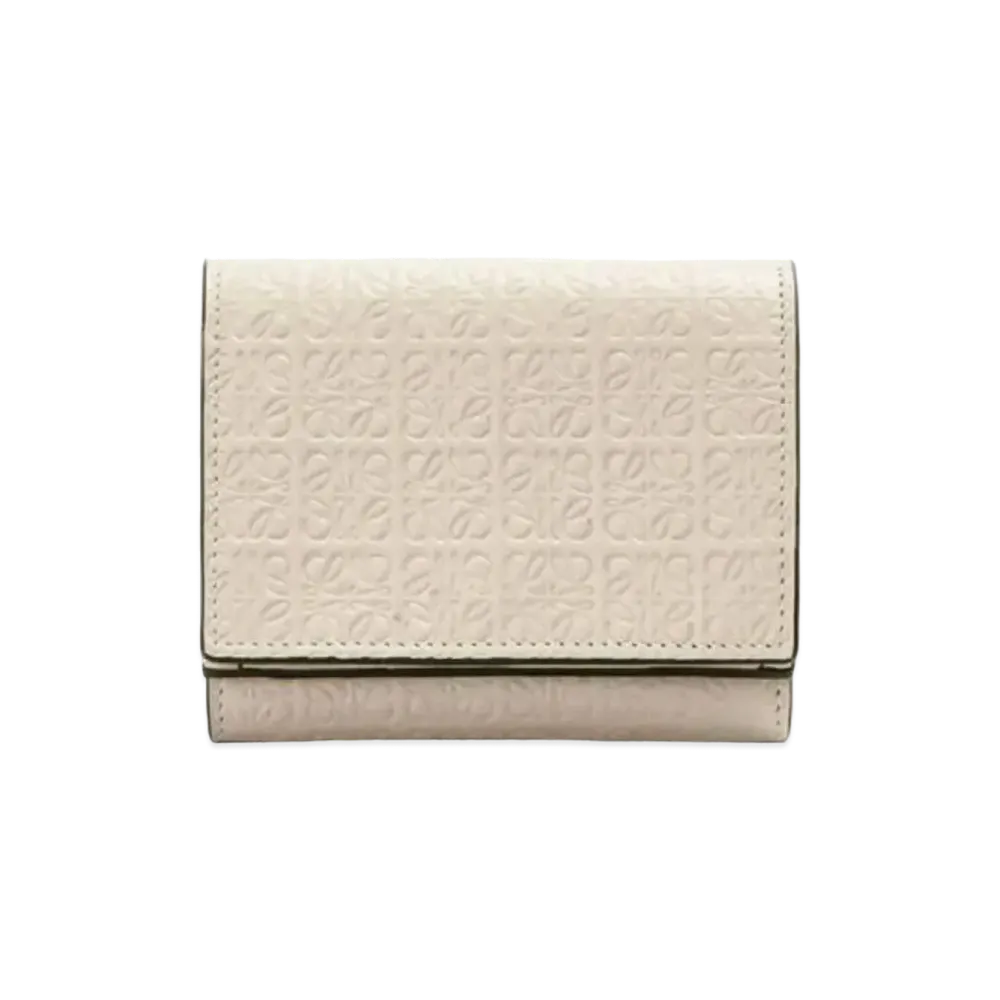 LOEWE Repeat Trifold Wallet Emboss Silk Calf "Light Oats"