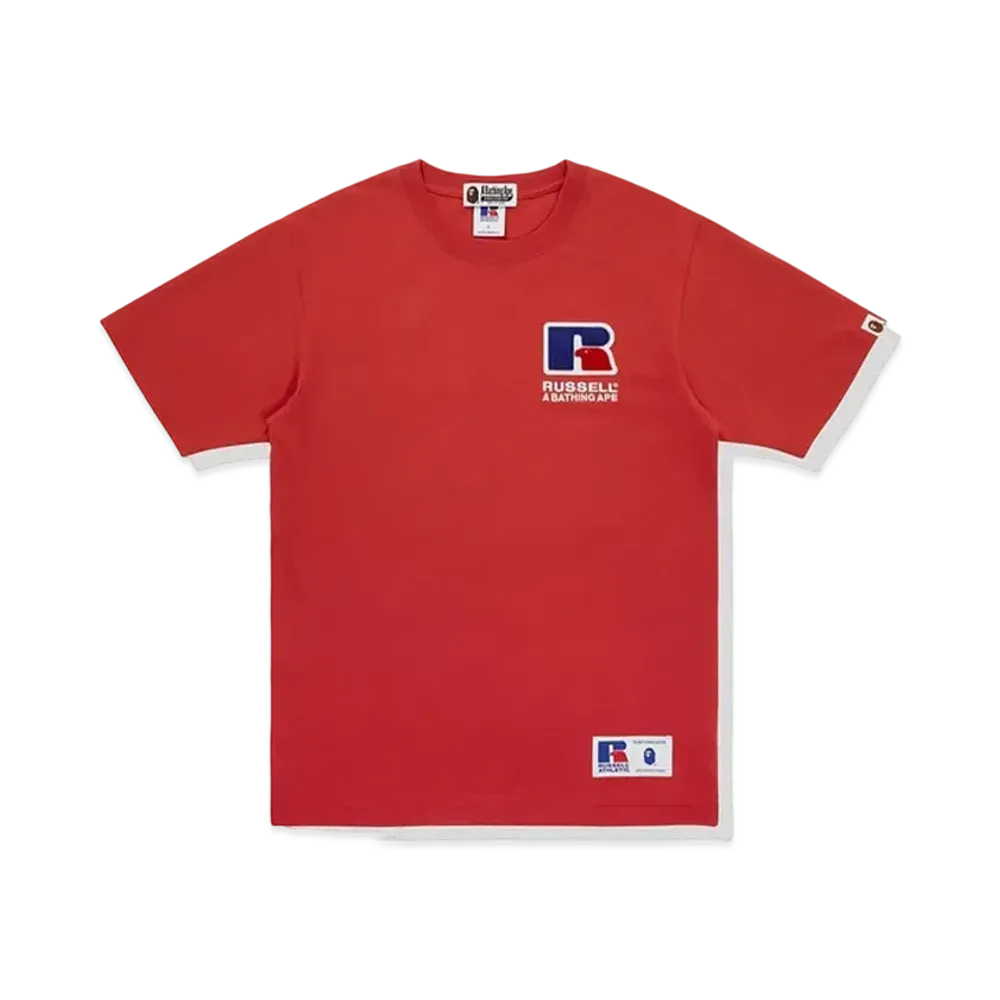 A BATHING APE x RUSSELL College Tee "Red"