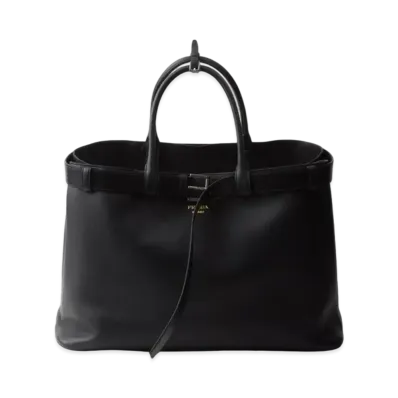 PRADA Buckle Leather Bag with Belt "Black"