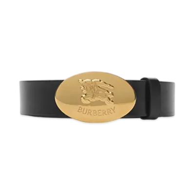 Burberry Reversible Leather Oval Night Stamp Belt "Black/Hazel"