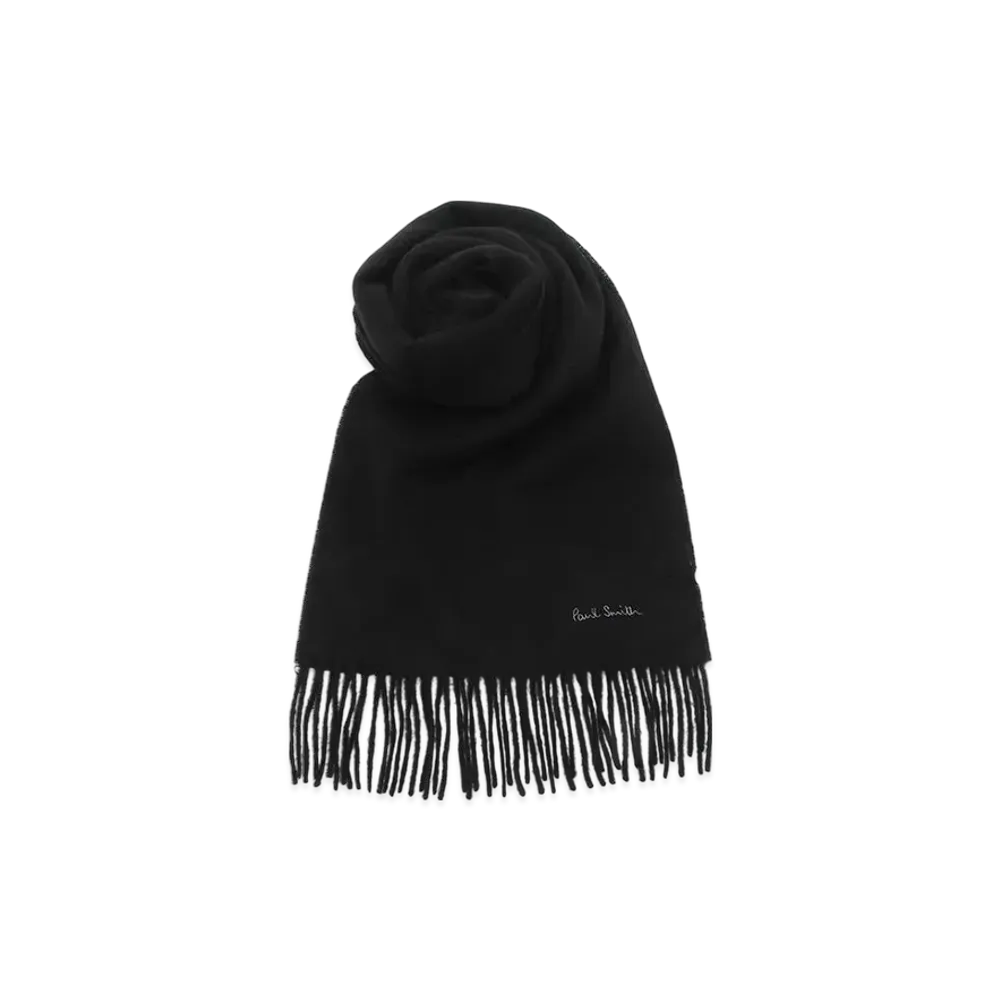 Paul Smith Scarf Logo Fringe Lambswool "Grey"