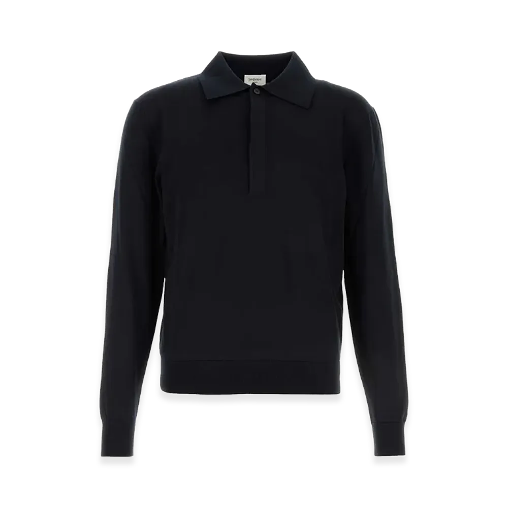 Saint Laurent Midnight Silk Blend Polo Shirt "Blue"