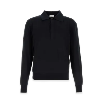 Saint Laurent Midnight Silk Blend Polo Shirt "Blue"