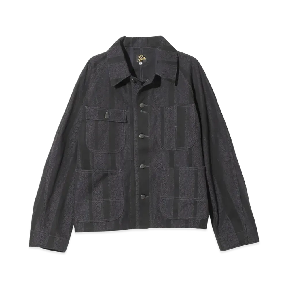 NEEDLES Short Coverall-10oz Denim / Python Jacquard "Black"
