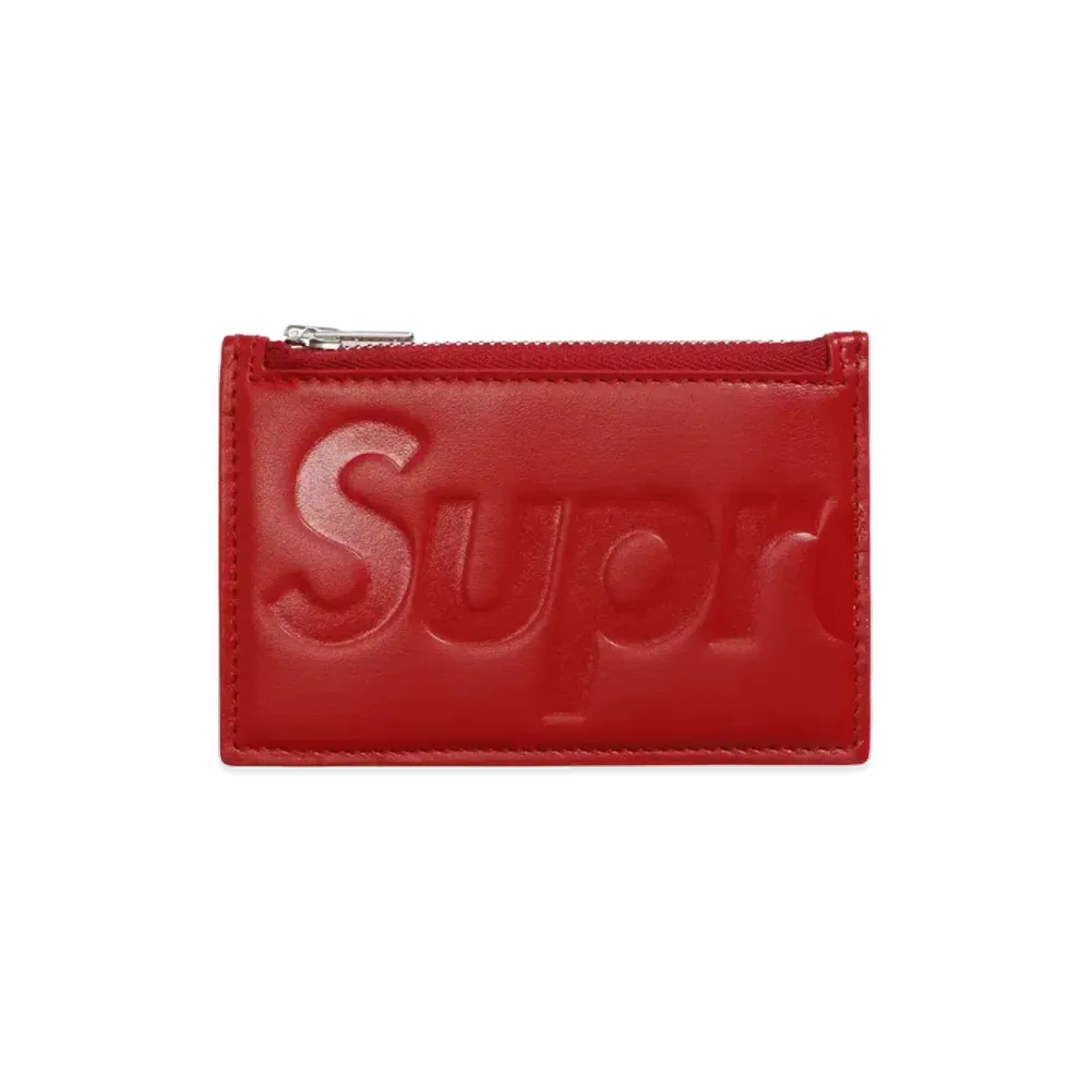 Supreme Leather Zip Card Holder (25SS) "Red"
