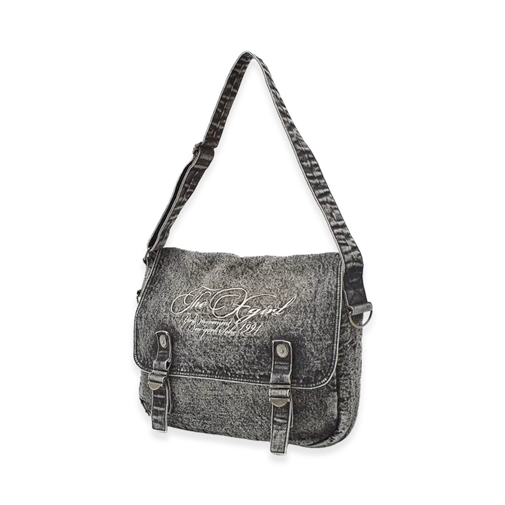 X-Girl Women's Script Logo Denim Shoulder Bag "Black"