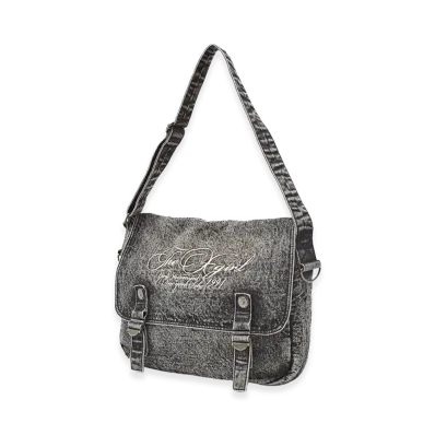 X-Girl Women's Script Logo Denim Shoulder Bag "Black"