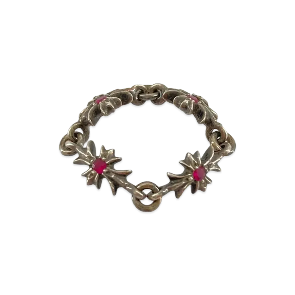 Chrome Hearts Tiny E CH Plus Ring With Pink Sapphire "Silver"
