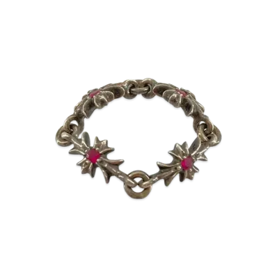 Chrome Hearts Tiny E CH Plus Ring With Pink Sapphire "Silver"