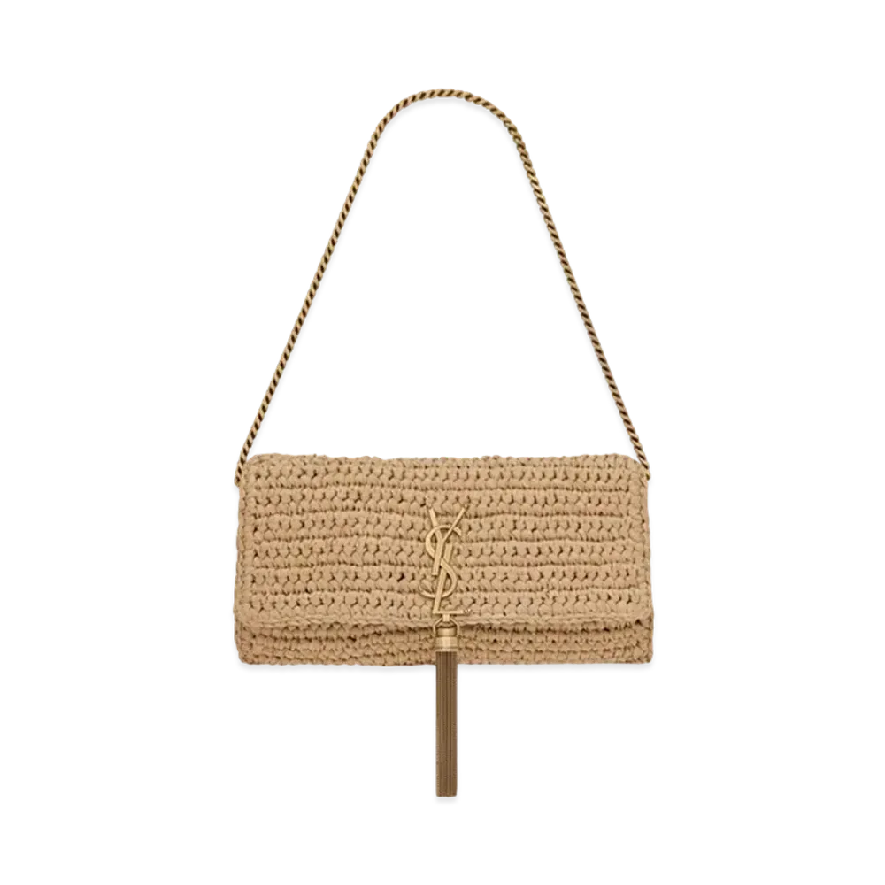 Saint Laurent Kate 99 With Tassel In Raffia "Dark Nude"