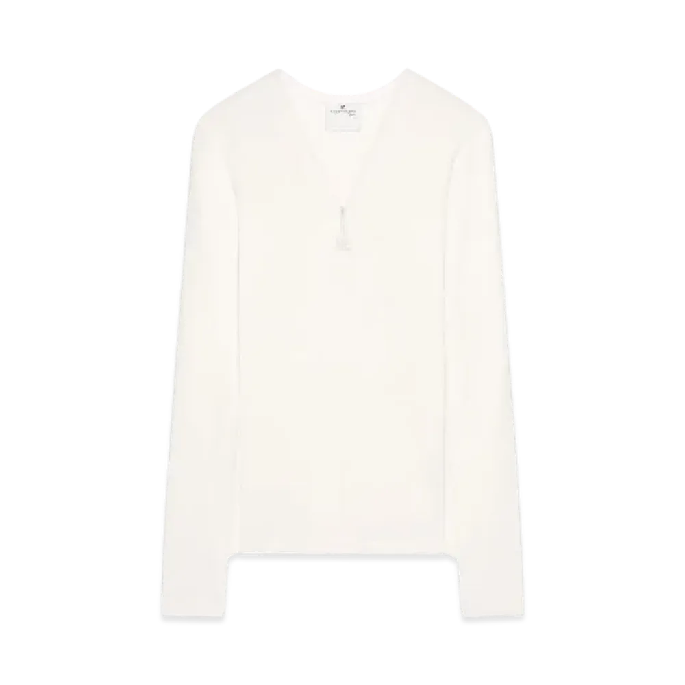 Courreges 90'S Zip Neck T-Shirt "Heritage White"