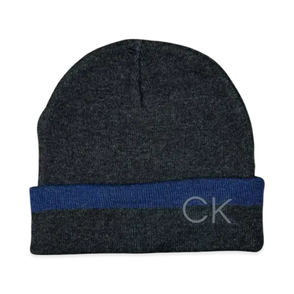 Calvin Klein Stripped Printed Logo Cuff Beanie "Charcoal"
