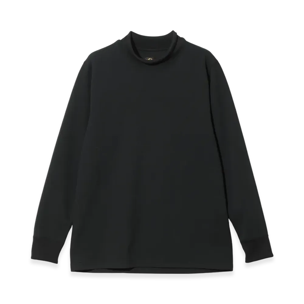 NEEDLES L/S Mock Neck Tee-Poly Waffle Jersey "Black"