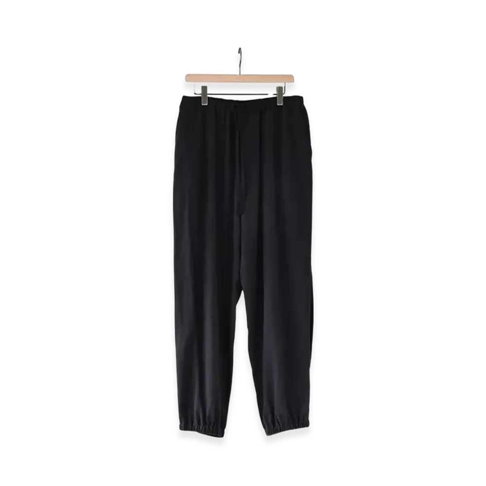 COMOLI Silk Nep Drawstring Pants "Black"