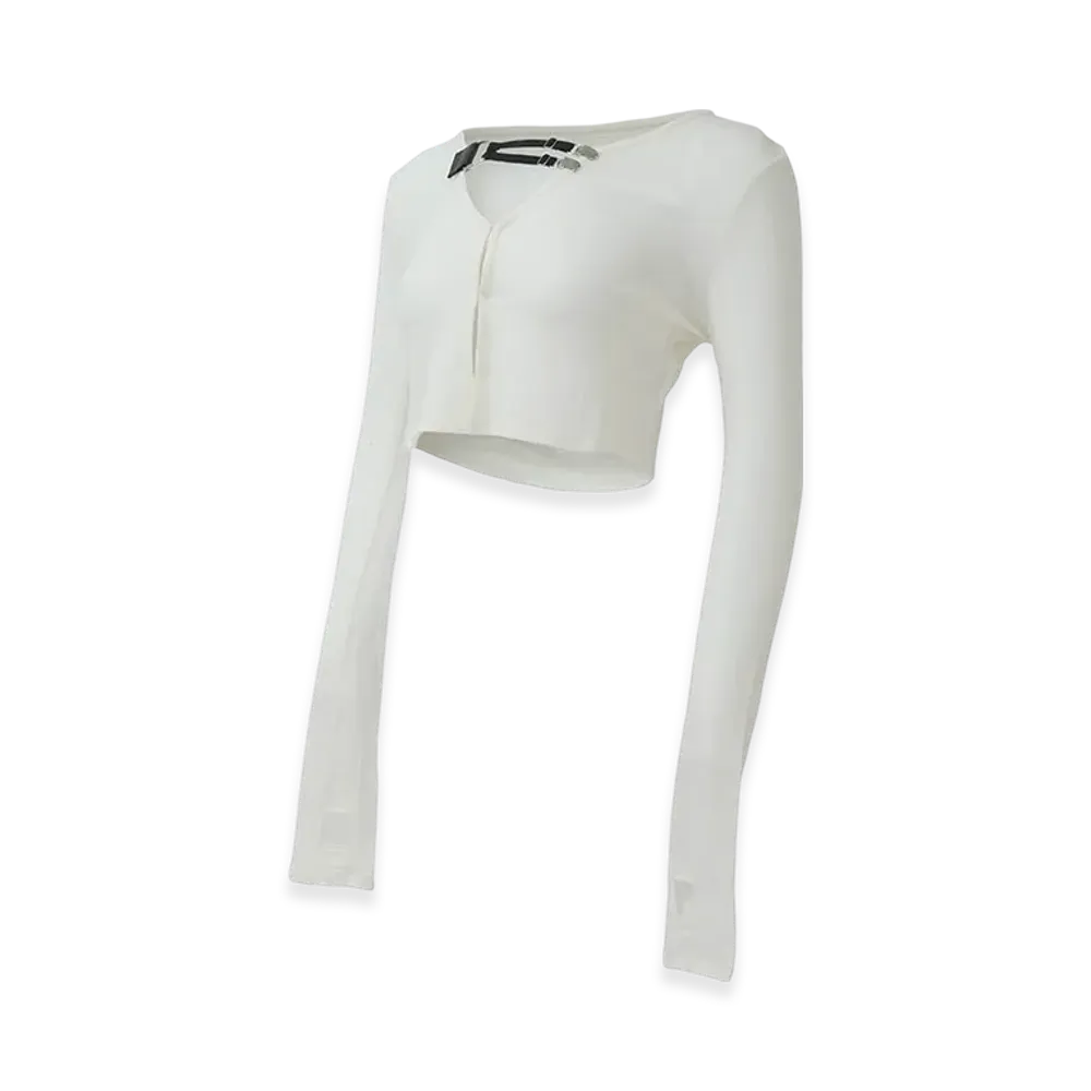 THEREDTHREAD S Clip Cardigan Cropped "White"