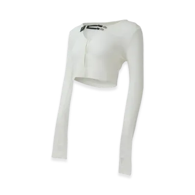 THEREDTHREAD S Clip Cardigan Cropped "White"