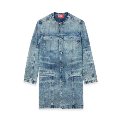 Diesel D-Aberd-Fsh1 Coat in lasered cotton-hemp denim "Light Blue"