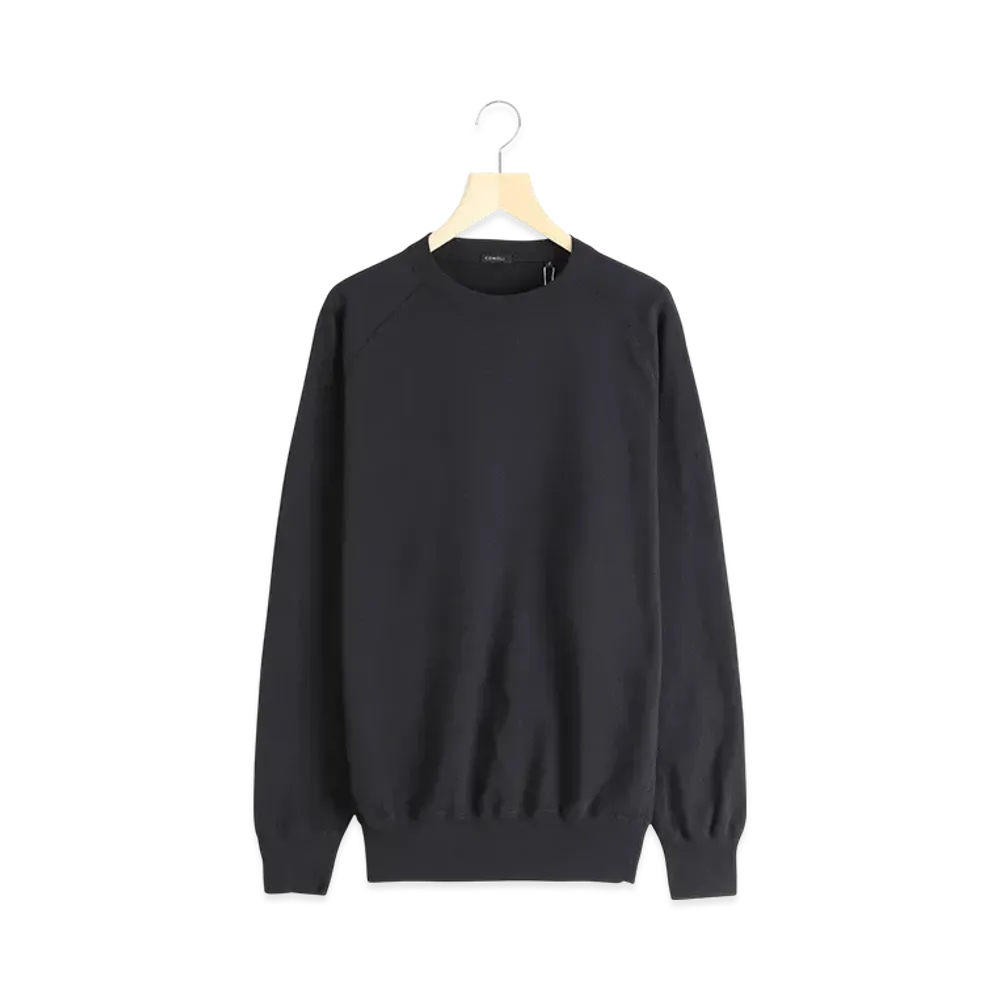 COMOLI LW Cotton Fleece Crew Neck "Black"