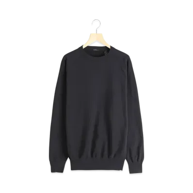 COMOLI LW Cotton Fleece Crew Neck "Black"
