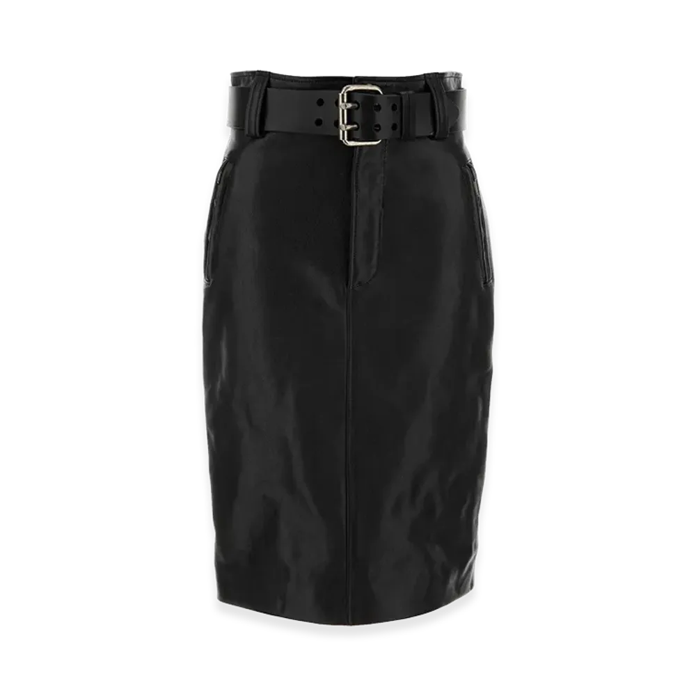 Saint Laurent Women's Leather Skirt "Black"