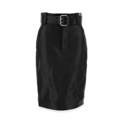 Saint Laurent Women's Leather Skirt "Black"