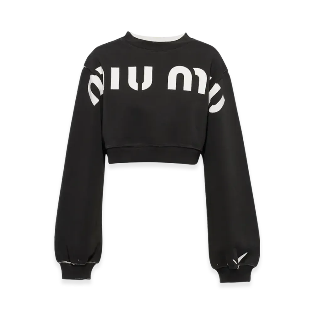 MIU MIU Women's Printed Cotton Sweatshirt "Black"