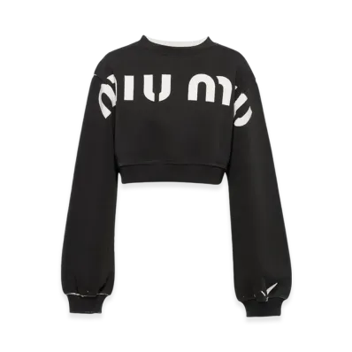 MIU MIU Women's Printed Cotton Sweatshirt "Black"