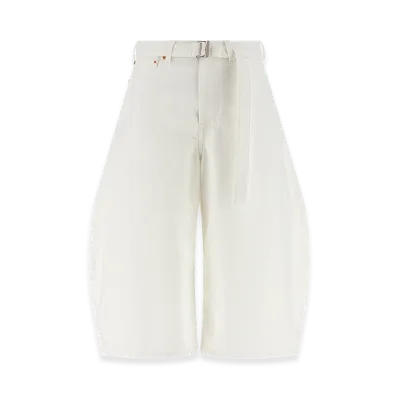 sacai Women's Bemuda Curved Leg Jeans "White"