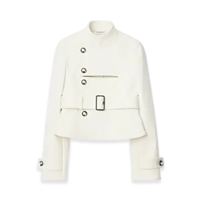 Burberry Stretch Cotton Blend Tailored Jacket "Off White"
