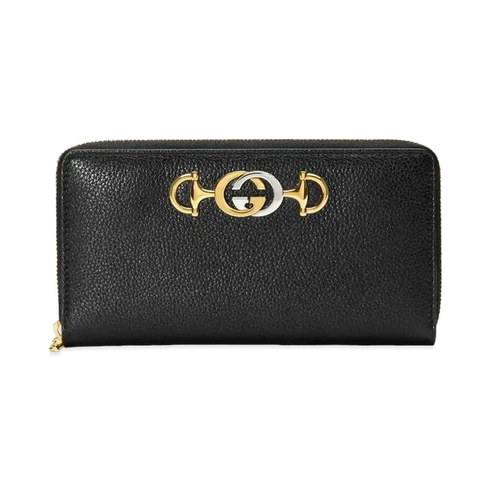 GUCCI Zumi Leather Zip Around Wallet "Black"