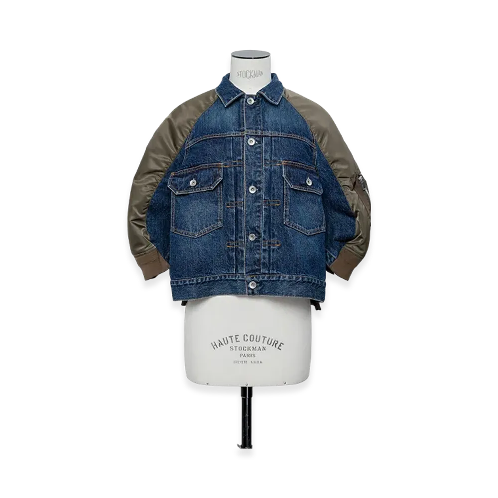 sacai Denim x Nylon Twill Jacket "Blue/Dark Khaki"
