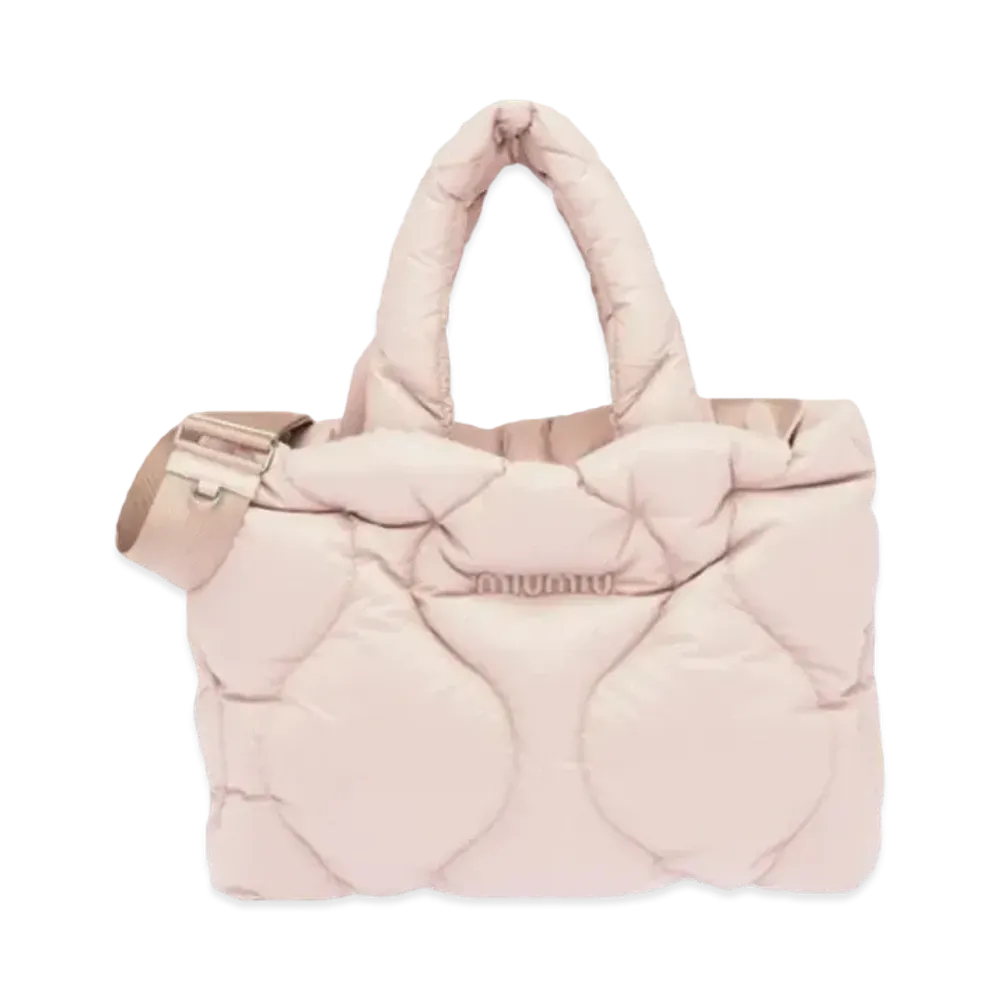 MIU MIU Kirting Nylon Tote Bag "Pale Pink"