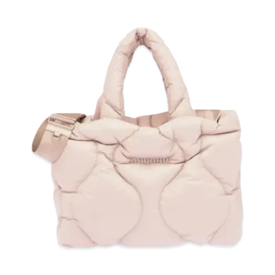 MIU MIU Kirting Nylon Tote Bag "Pale Pink"