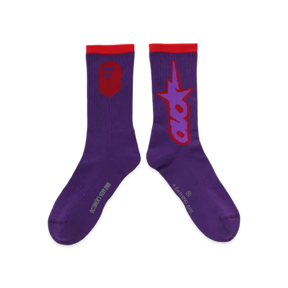 A BATHING APE x OVO Sta Athletic Socks "Purple"