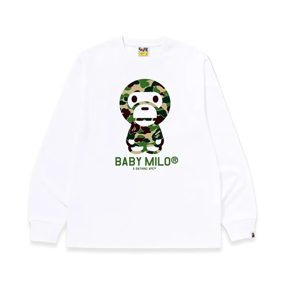 A BATHING APE ABC Camo Baby Milo LS Tee "White/Green"