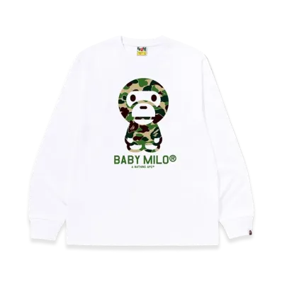 A BATHING APE ABC Camo Baby Milo LS Tee "White/Green"