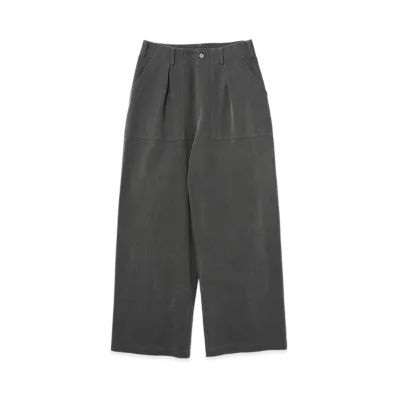 YOKE Pigment Coating Chino Cloth Cotton 1Tuck Wide-Leg Pants "Gray"
