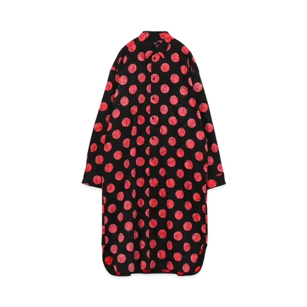 Yohji Yamamoto Y's BROAD THORNY DOT PRINT BIG LONG SHIRT "Red"